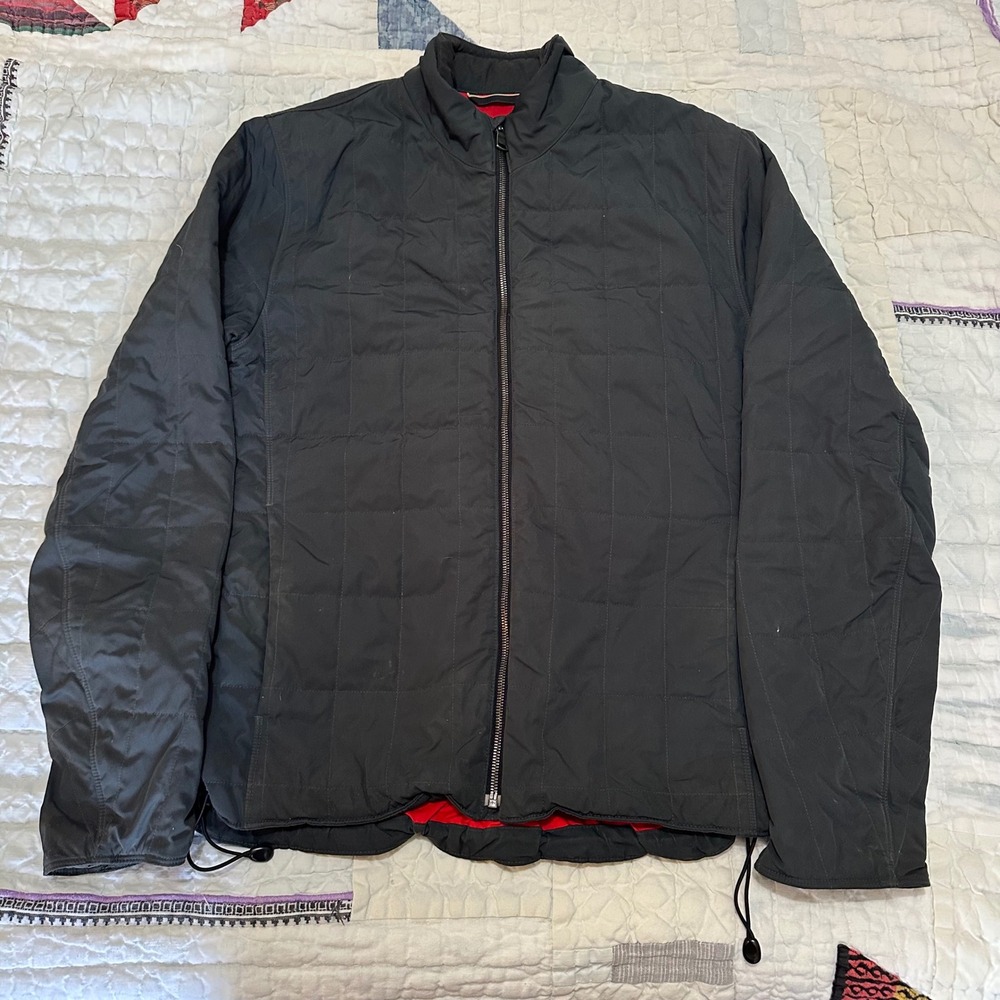 Aether Quilted Puffer Jacket Charcoal Grey Red Lining Men's Size 2